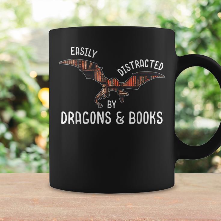 Easily Distracted By Dragons And Books Nerd Readers Graphic Print Coffee Mug Gifts ideas