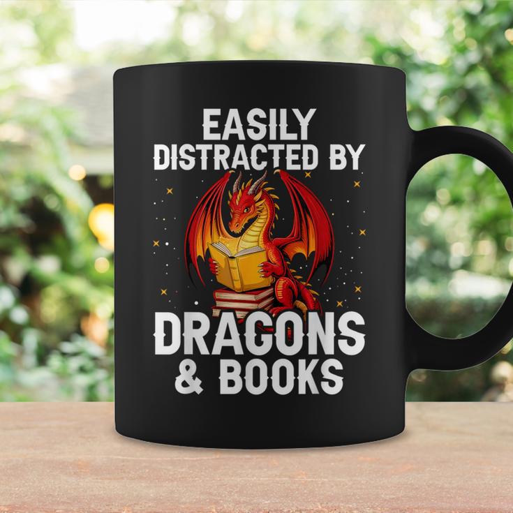 Easily Distracted By Dragons And Books Reading Graphic Print Coffee Mug Gifts ideas