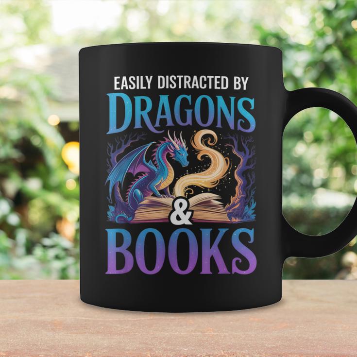 Easily Distracted By Dragons Fantasy Book Reading Graphic Print Coffee Mug Gifts ideas