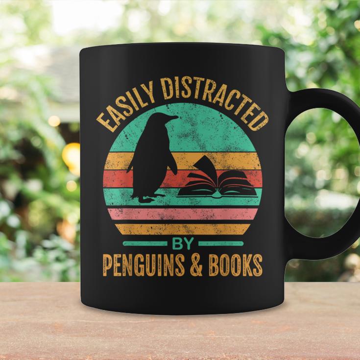 Easily Distracted By Penguins & Books Retro Graphic Print Coffee Mug Gifts ideas Easily Distracted By Penguins & Books Retro Graphic Print Coffee Mug Gifts ideas