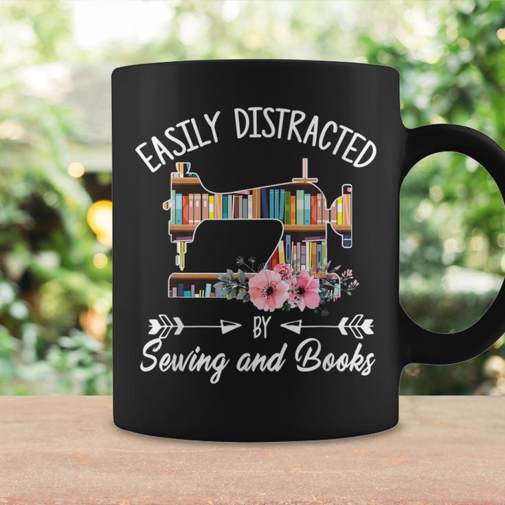 Easily Distracted By Sewing And Books Quilters Graphic Print Coffee Mug Gifts ideas