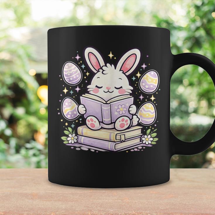 Easter Bunny Reading Book Cute Pastel Eggs Graphic Print Coffee Mug Gifts ideas