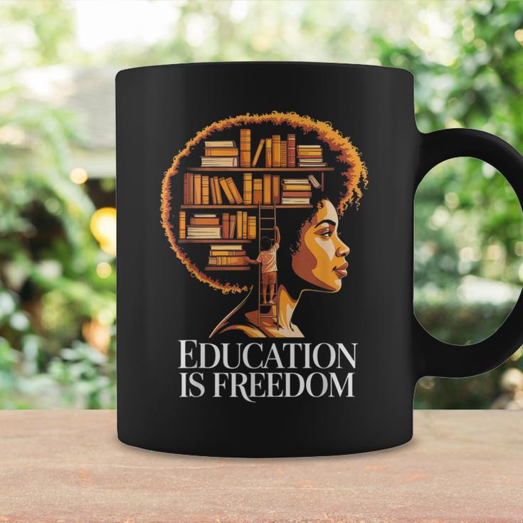 Education Is Freedom Afro Woman Book Illustration Graphic Print Coffee Mug Gifts ideas