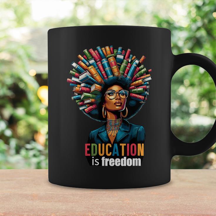 Education Is Freedom History Month Teacher Books Afro For Men Women Graphic Print Coffee Mug Gifts ideas