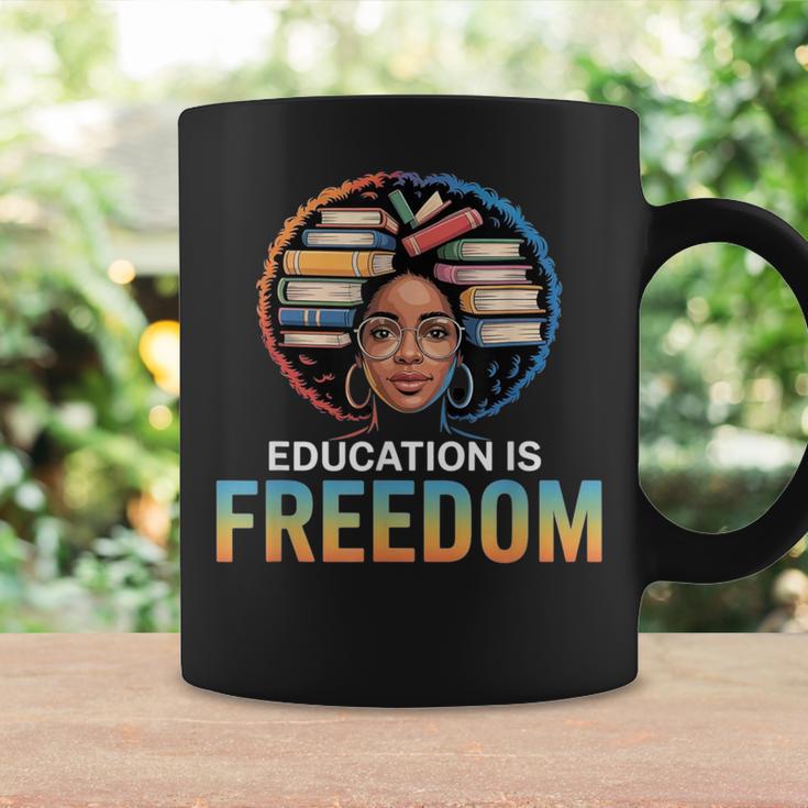 Education Is Freedom Woman Afro Books Reading Graphic Print Coffee Mug Gifts ideas