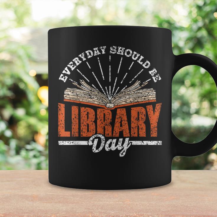Every Day Should Be Library Day Books Librarian Library Graphic Print Coffee Mug Gifts ideas
