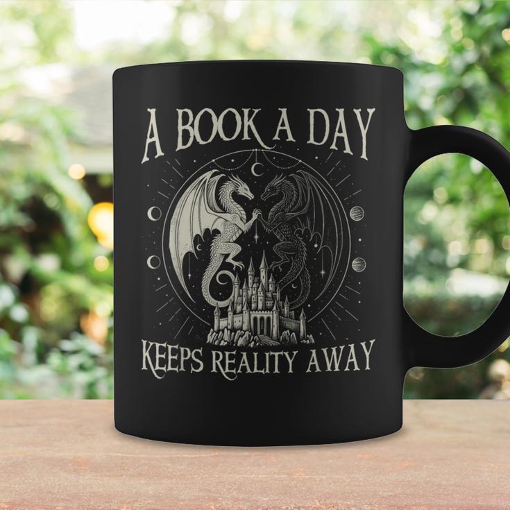 Fantasy Book Club Dragon Reader Book A Day Keep Reality Away Graphic Print Coffee Mug Gifts ideas