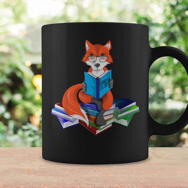 Fox Nerd Reading Books Bookworm Library Book Graphic Print Coffee Mug Gifts ideas