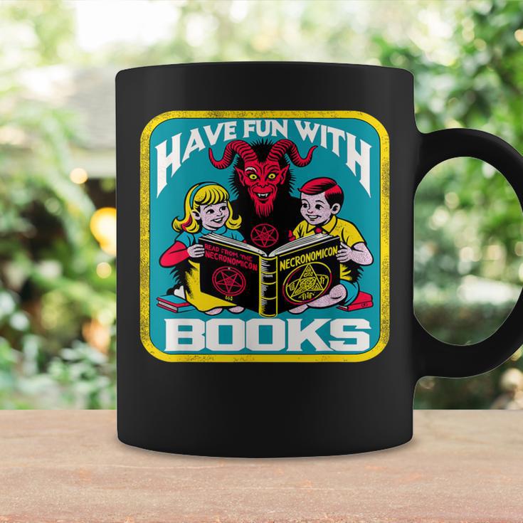 Have Fun With Books Sarcastic Occult Retro Comic Dark Humor Graphic Print Coffee Mug Gifts ideas