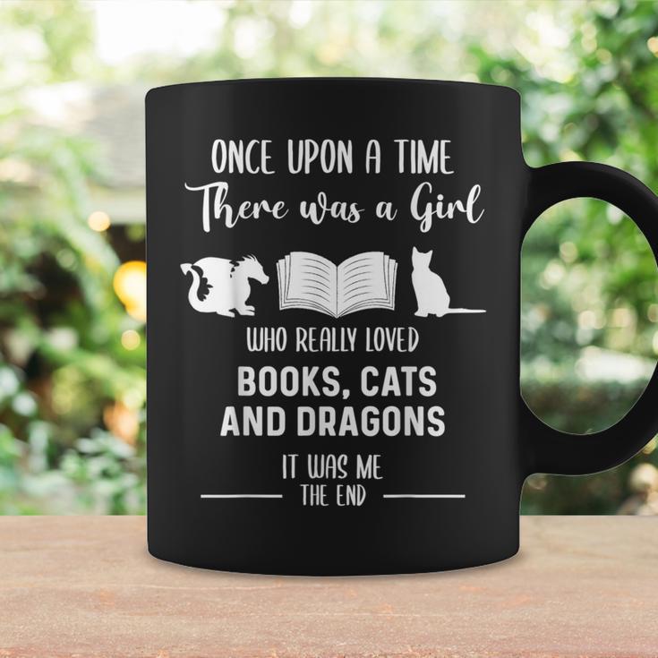 Girl Who Loved Books Cats And Dragons Reading Lover Graphic Print Coffee Mug Gifts ideas