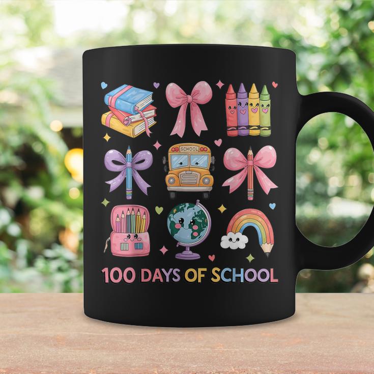 Girls 100 Days Of School Coquette Bow Pencil Bus Book Crayon Graphic Print Coffee Mug Gifts ideas Girls 100 Days Of School Coquette Bow Pencil Bus Book Crayon Graphic Print Coffee Mug Gifts ideas