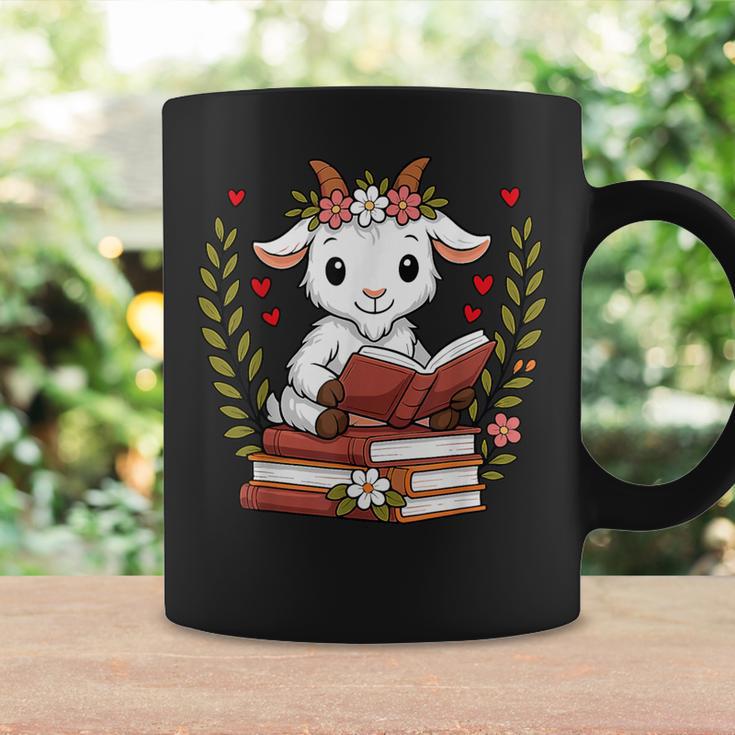 Goat Reading Book Graphic Goat With Book Floral Graphic Print Coffee Mug Gifts ideas