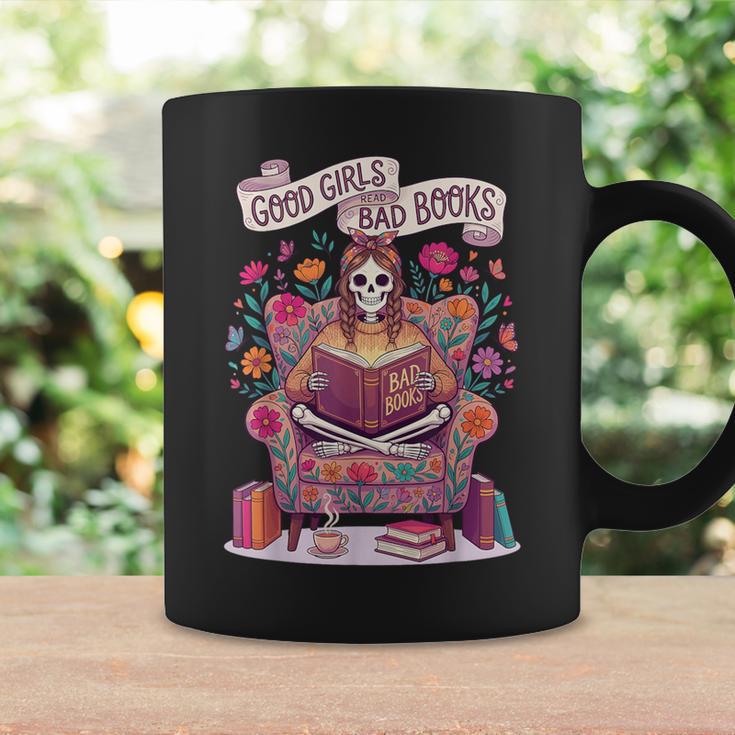 Good Girl Read Bad Books Skeleton Reading Bookworm Graphic Print Coffee Mug Gifts ideas