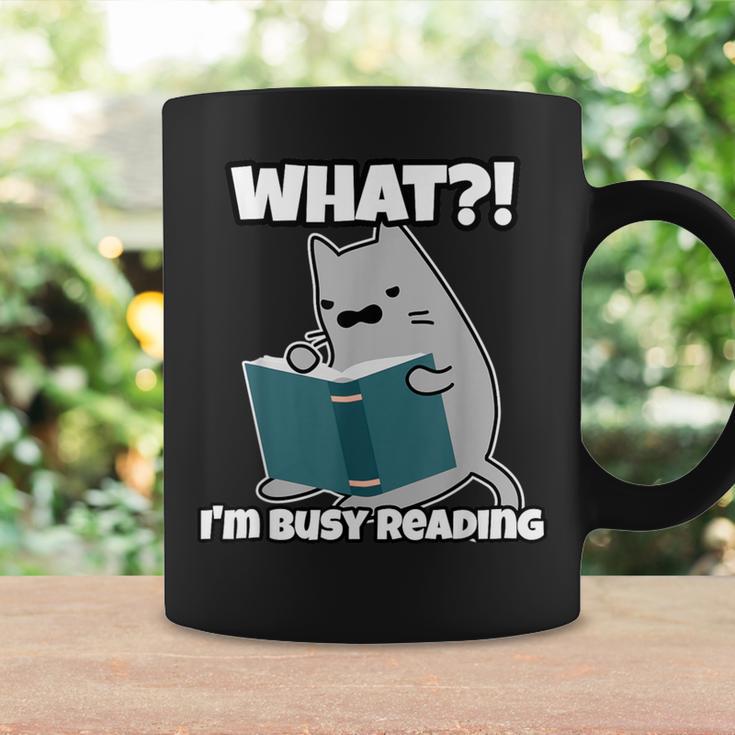 Grey Cat Reading Book Busy Doing Book Related Things Men Women Kids Graphic Print Coffee Mug Gifts ideas