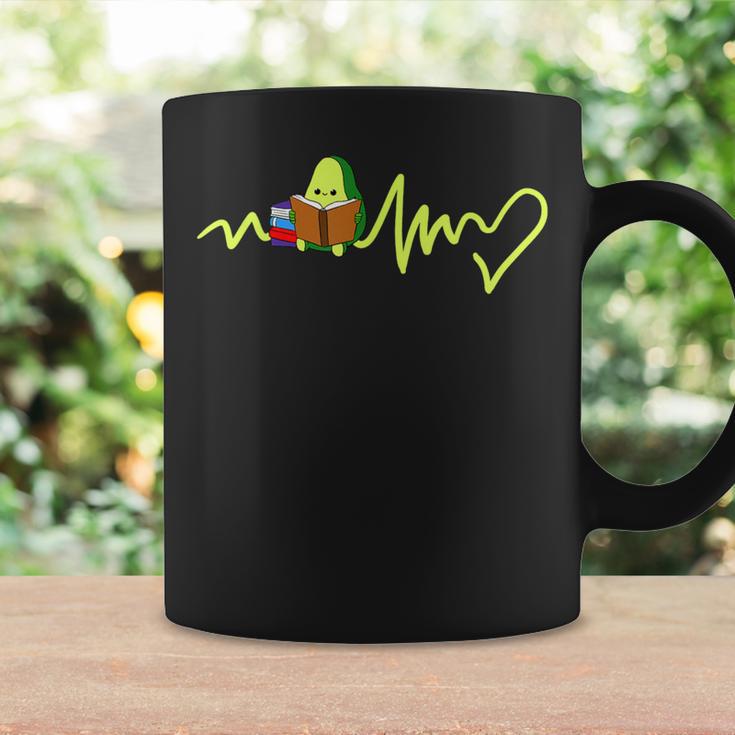 Heartbeat Avocado Reading Book Graphic Print Coffee Mug Gifts ideas