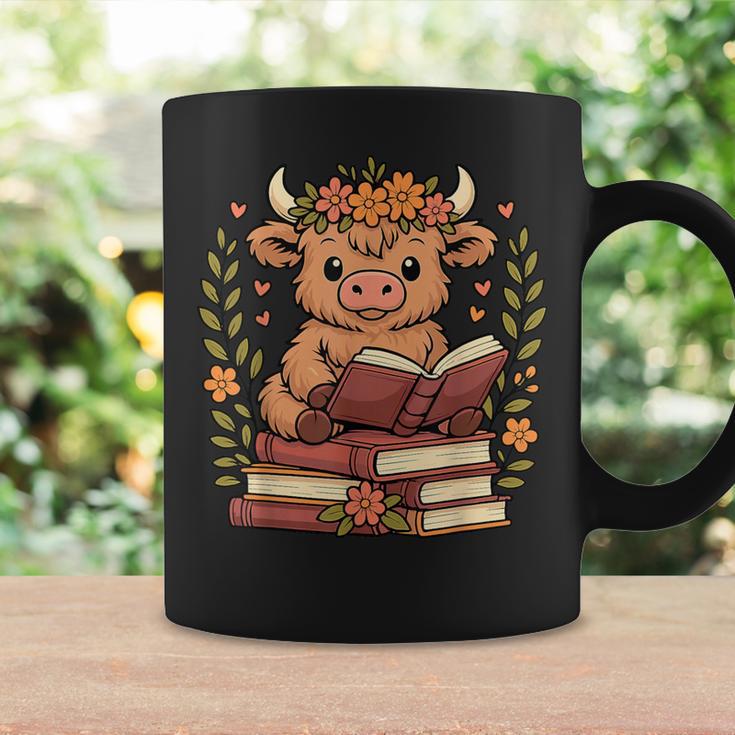 Highland Cow Reading Book Graphic Cow With Book Floral Graphic Print Coffee Mug Gifts ideas Highland Cow Reading Book Graphic Cow With Book Floral Graphic Print Coffee Mug Gifts ideas