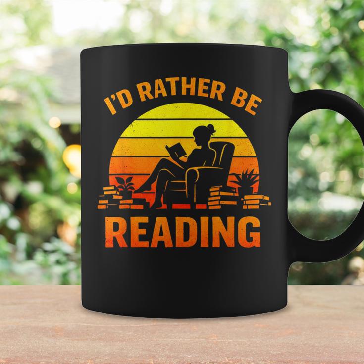 I'd Rather Be Reading Retro Book Lover Bookworm Graphic Print Coffee Mug Gifts ideas