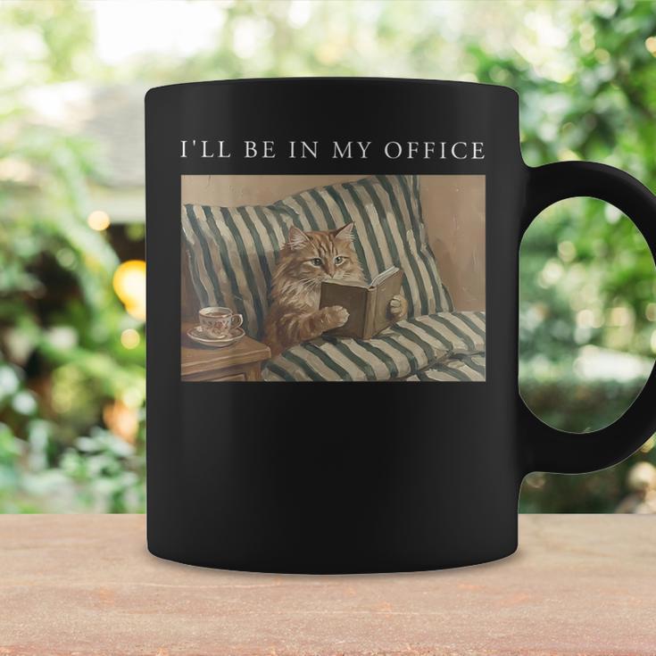 I'Ll Be In My Office Retro Cat Reading Book Nerd Read Reader Graphic Print Coffee Mug Gifts ideas