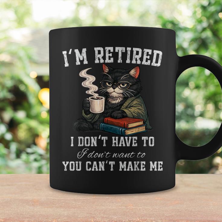 I'm Retired 2026 Cat Reading Book Retirement Graphic Print Coffee Mug Gifts ideas