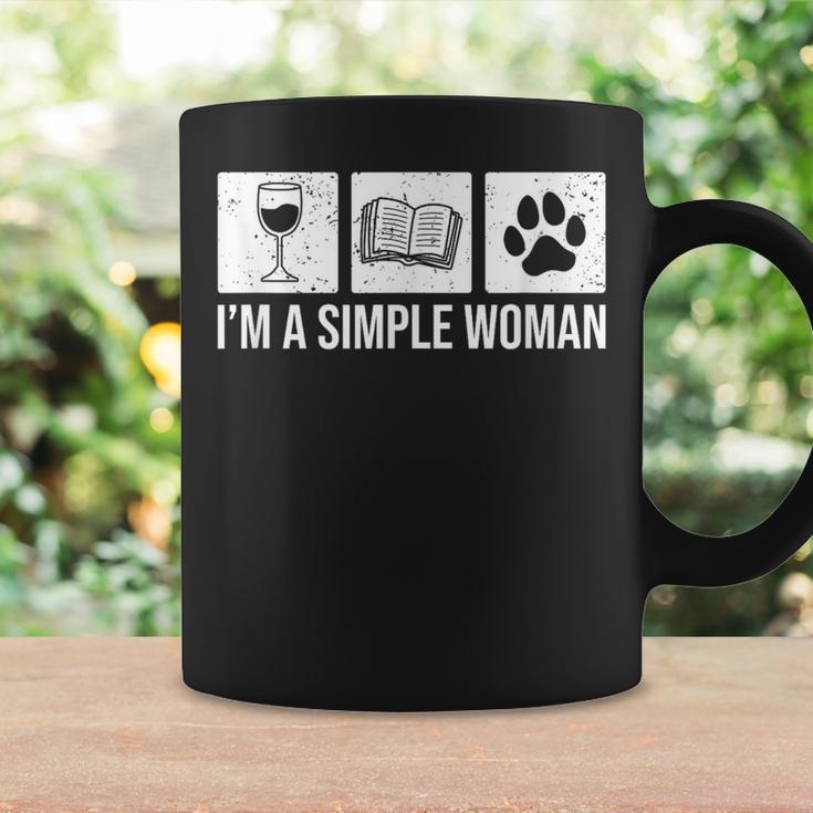 I'm A Simple Woman Wine Books & Dogs Reading Lover Graphic Print Coffee Mug Gifts ideas