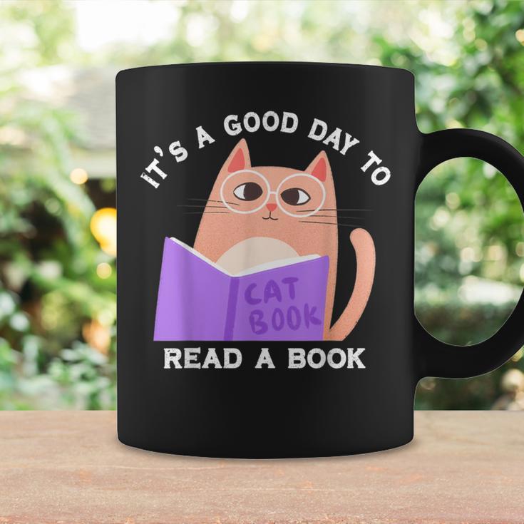 It's a Good Day To Read a Book Cat Kitty Reading Book Men Women Kids Graphic Print Coffee Mug Gifts ideas
