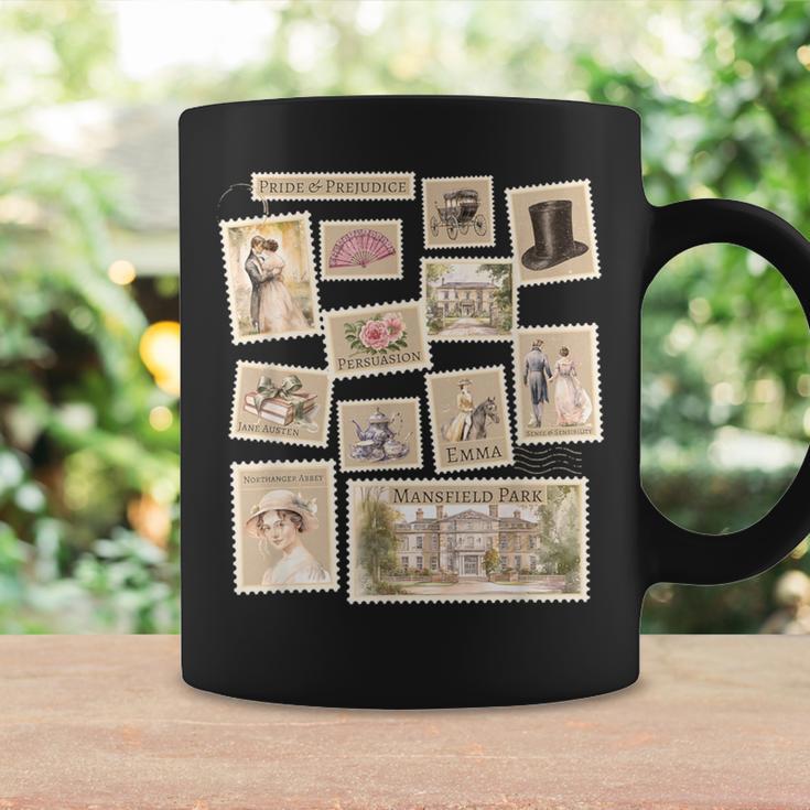 Jane Austen Book Classic Literature Stamp Collage Graphic Print Coffee Mug Gifts ideas