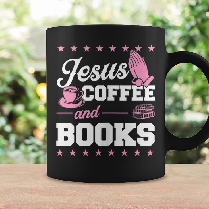 Jesus Coffee And Books Christian Reading Literary Graphic Print Coffee Mug Gifts ideas