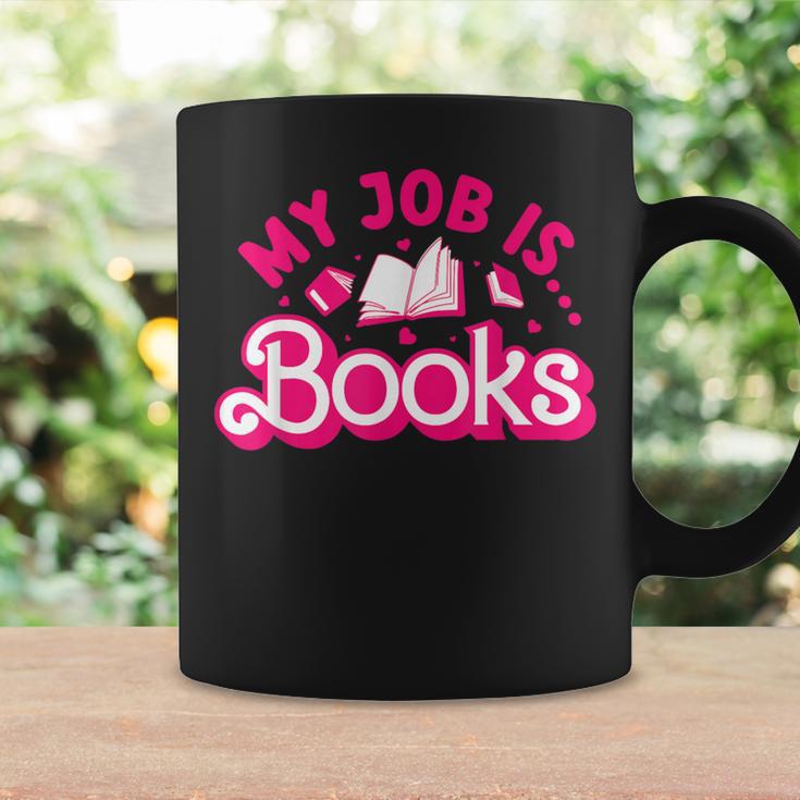 My Job Is Books Pink Retro Book Lovers Women Librarian Graphic Print Coffee Mug Gifts ideas