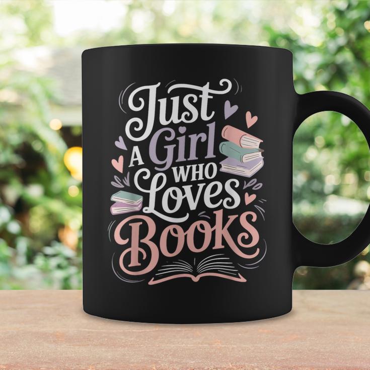 Just a Girl Who Loves Books Cute Bookish Reading Lover Graphic Print Coffee Mug Gifts ideas