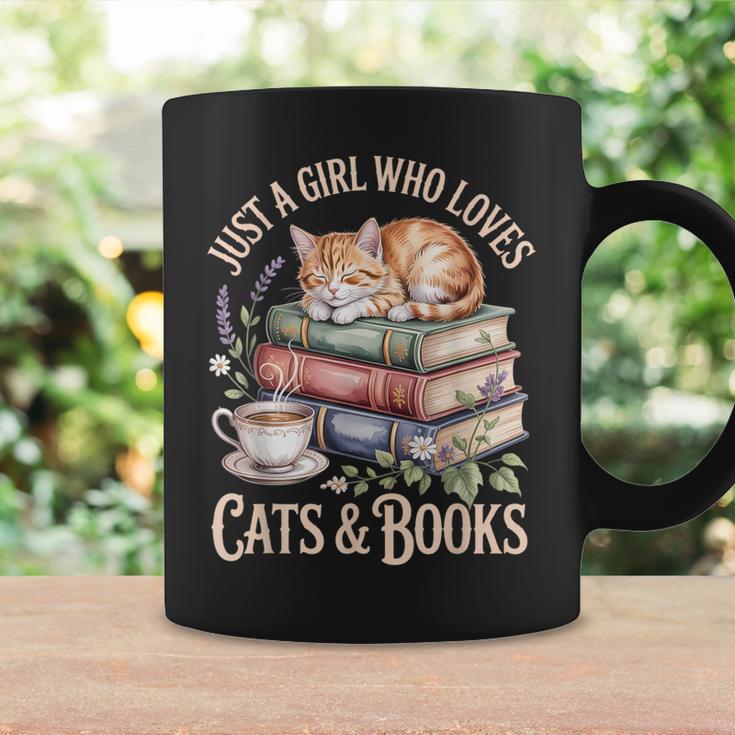 Just A Girl Who Loves Cats And Books Reading Librarian Graphic Print Coffee Mug Gifts ideas Just A Girl Who Loves Cats And Books Reading Librarian Graphic Print Coffee Mug Gifts ideas