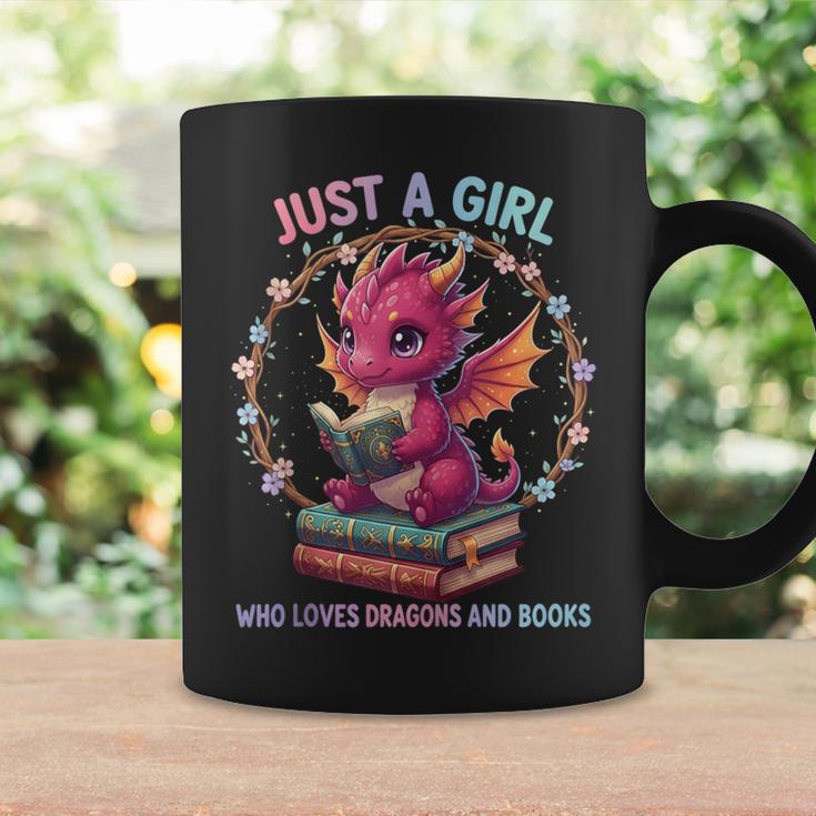 Just A Girl Who Loves Dragons And Books Reading Bookworm Graphic Print Coffee Mug Gifts ideas