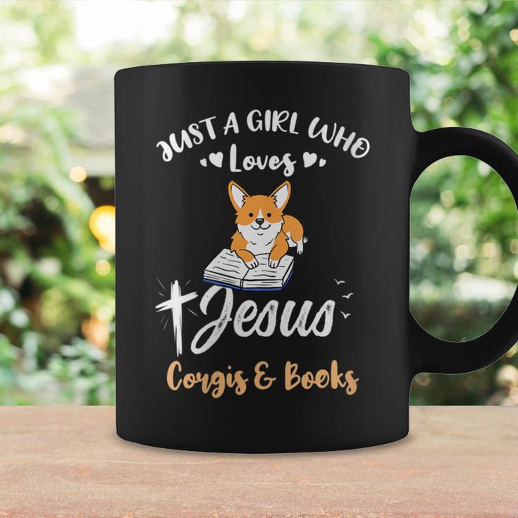 Just A Girl Who Loves Jesus And Corgis And Books Graphic Print Coffee Mug Gifts ideas