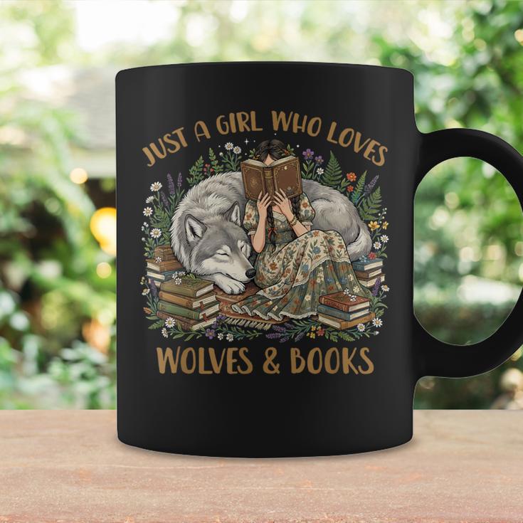 Just A Girl Who Loves Wolves And Books Fantasy Wolf Reader Graphic Print Coffee Mug Gifts ideas