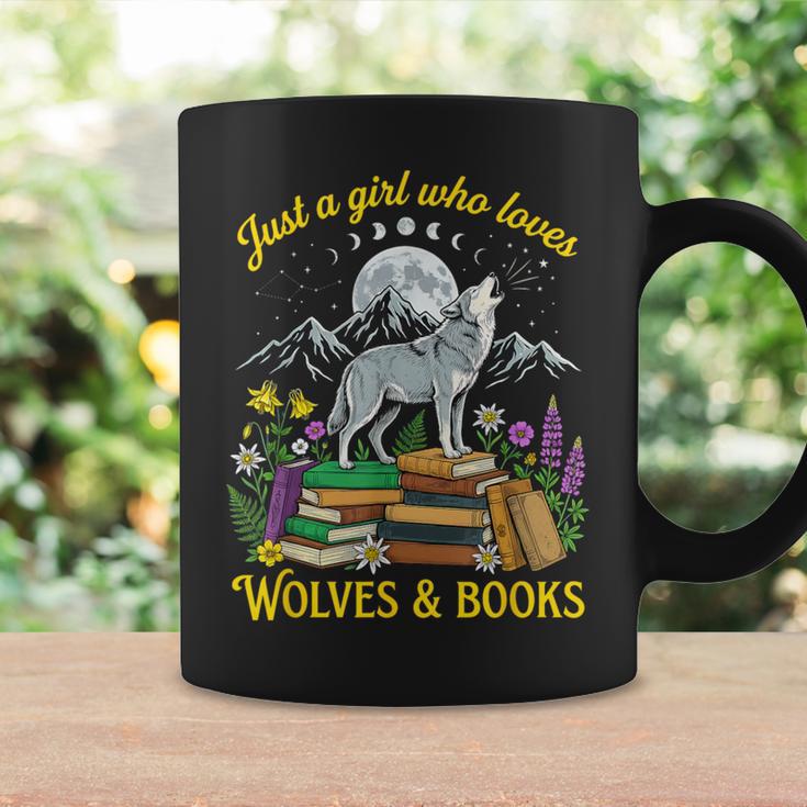 Just A Girl Who Loves Wolves And Books Howling Wolf Moon Graphic Print Coffee Mug Gifts ideas