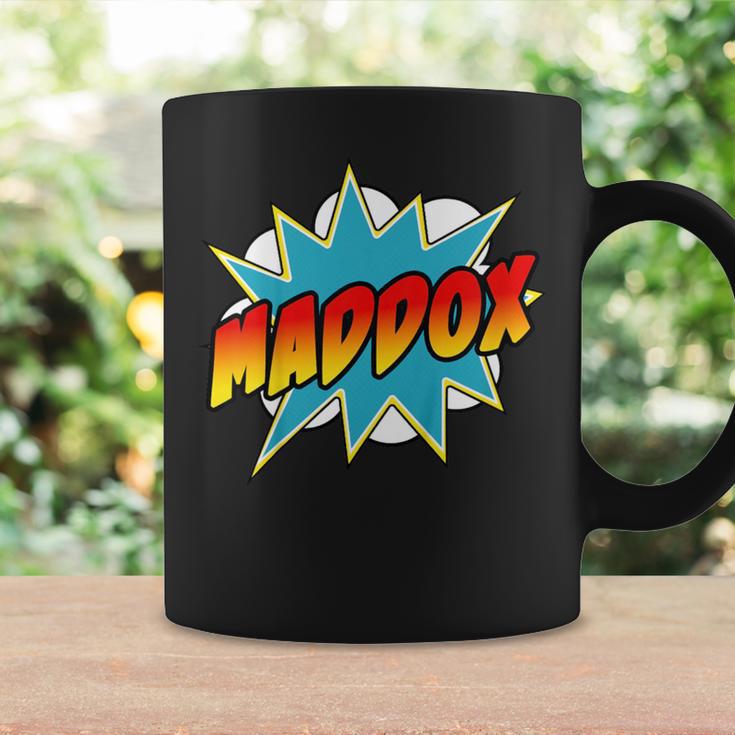 Kids Boys Maddox Name Comic Book Superhero Graphic Print Coffee Mug Gifts ideas
