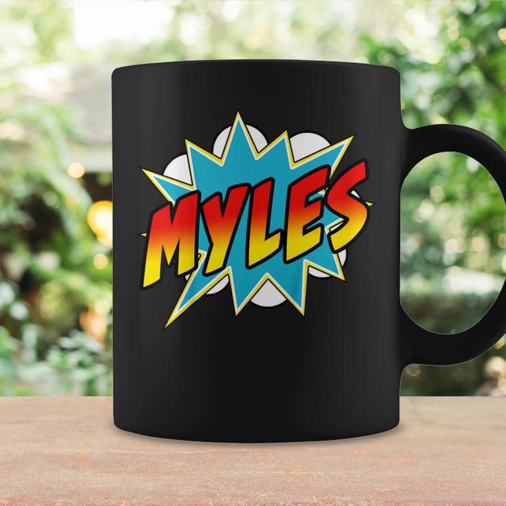 Kids Boys Myles Name Superhero Comic Book Graphic Print Coffee Mug Gifts ideas