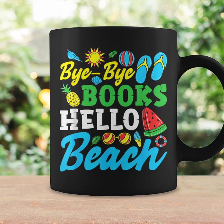 Last Day Of School Bye Bye Books Hello Beach Graphic Print Coffee Mug Gifts ideas