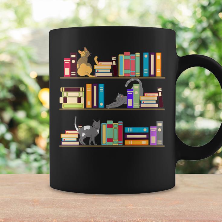 Library Cats Kittens Reader Book Lovers Pet Shelf Graphic Print Coffee Mug Gifts ideas
