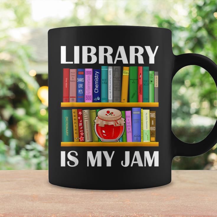 Library Is My Jam Librarian Reader Book Lover Graphic Print Coffee Mug Gifts ideas