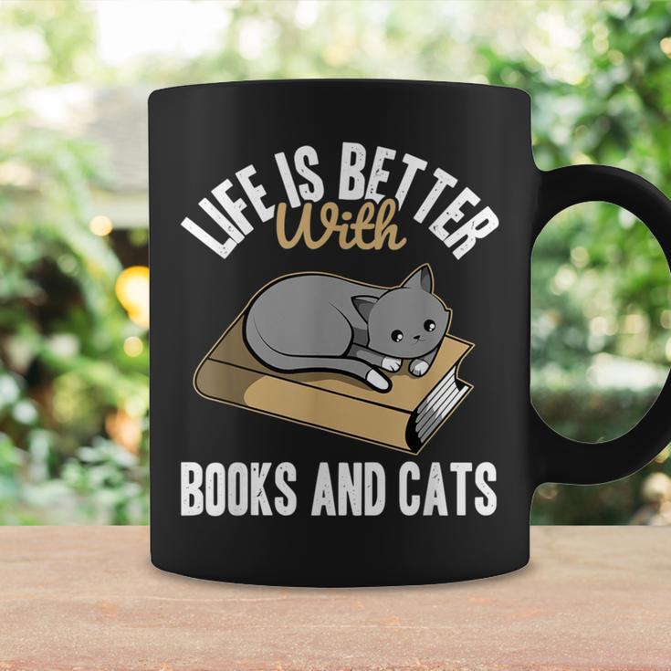 Life Is Better With Books And Cats Cat Owner Books Lover Men Women Kids Graphic Print Coffee Mug Gifts ideas