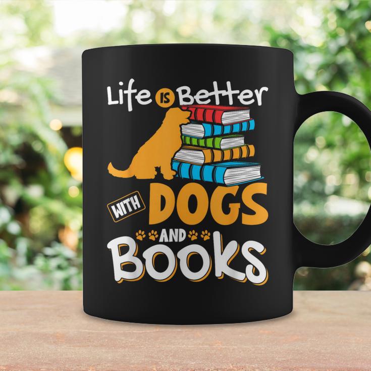 Life Is Better With Dogs And Books Bookworm Reader Reading Graphic Print Coffee Mug Gifts ideas