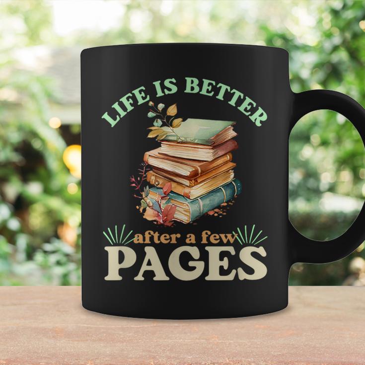 Life Is Better After A Few Pages Book Lover Reading Quote Graphic Print Coffee Mug Gifts ideas
