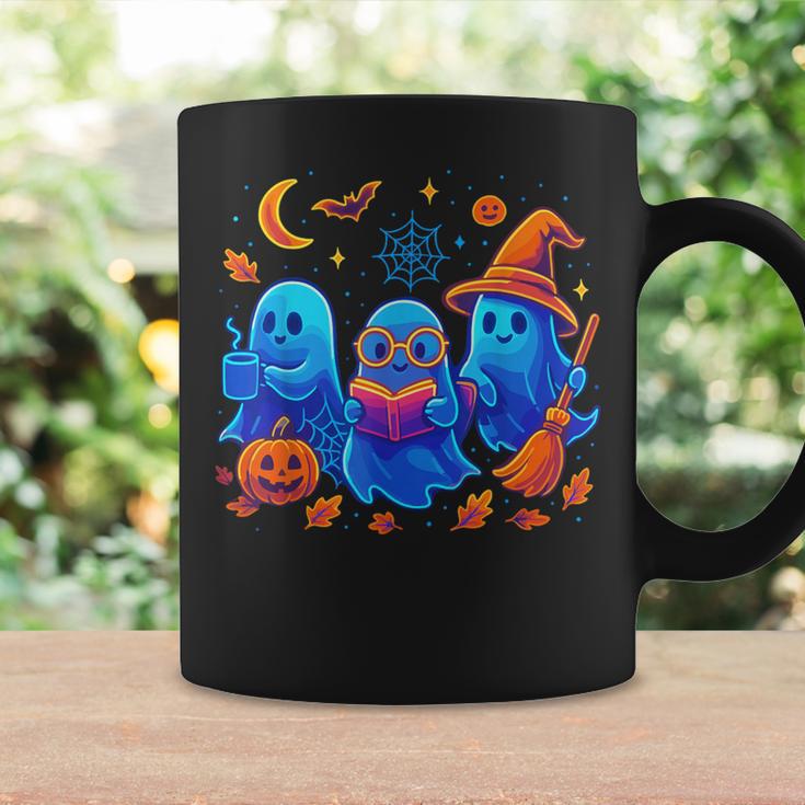 Little Ghost Coffee Tee Spooky Season Ghost Reading Book Graphic Print Coffee Mug Gifts ideas