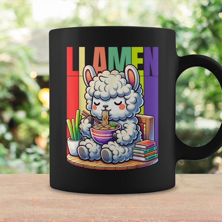 Llamen Cute Kawaii Llama Eating Ramen And Reading Books Graphic Print Coffee Mug Gifts ideas Llamen Cute Kawaii Llama Eating Ramen And Reading Books Graphic Print Coffee Mug Gifts ideas