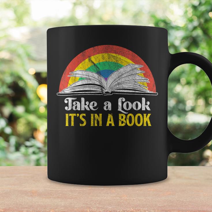Take A Look It's A Book Retro Rainbow T-Shirt Graphic Print Coffee Mug Gifts ideas