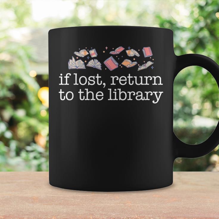 IF LOST RETURN TO THE LIBRARY Readers Reading Books Meme Graphic Print Coffee Mug Gifts ideas