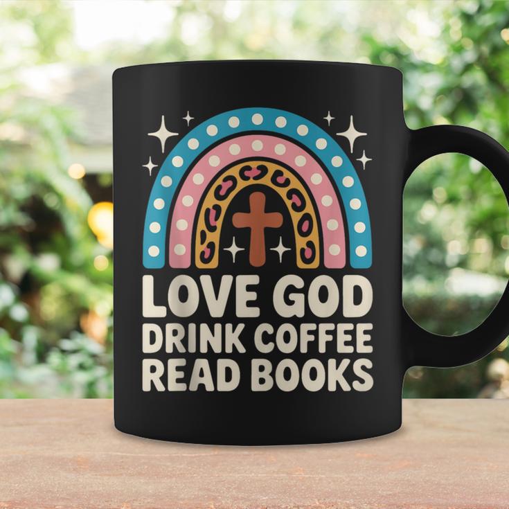 Love God Drink Coffee Read Books Graphic Print Coffee Mug Gifts ideas