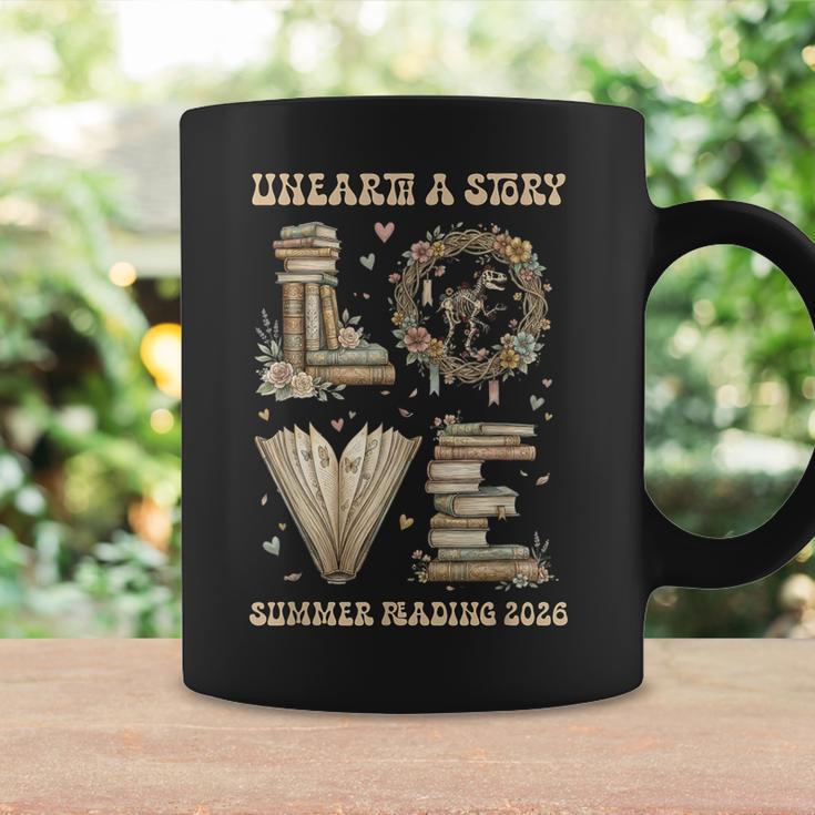 Love Unearth a Story Summer Reading 2026 Dino Skeleton Book Graphic Print Coffee Mug Gifts ideas