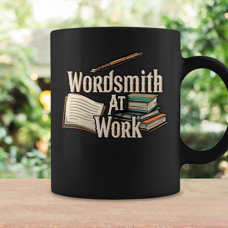 Wordsmith At Work Vintage Writer & Author Pen Book Lover Graphic Print Coffee Mug Gifts ideas
