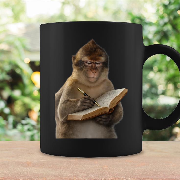 Monkey Reading Book Writing Journal Book Lover Writer Graphic Print Coffee Mug Gifts ideas